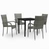 5 Piece Grey and Black Garden Dining Set | Hipomarket