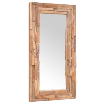 Rustic Teak Decorative Mirror 120x60 cm - Unique Home Accent