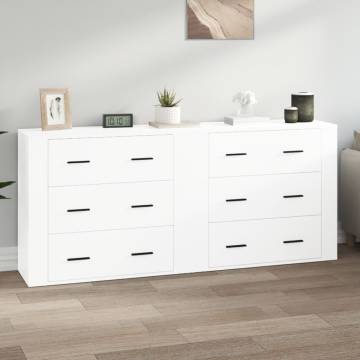 High Gloss White Sideboards - 2 pcs Engineered Wood | Hipomarket