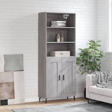 Highboard Grey Sonoma - Stylish Engineered Wood Storage Cabinet