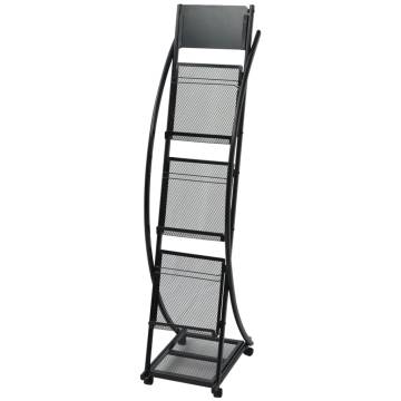 Stylish Black Magazine Rack 40x32x131 cm for A4 Displays