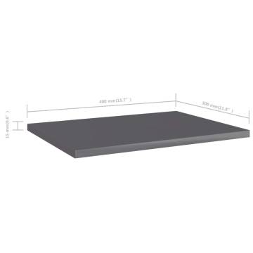 High Gloss Grey Bookshelf Boards - 4 pcs | HipoMarket