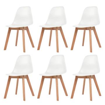 Elegant White Plastic Dining Chairs - Set of 6 | Hipomarket