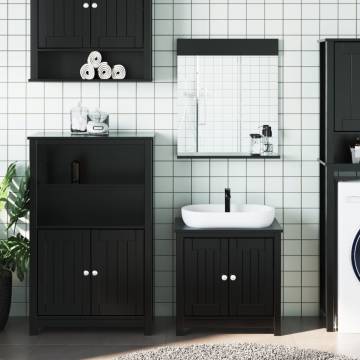 3 Piece Bathroom Furniture Set BERG Black Solid Pine Wood