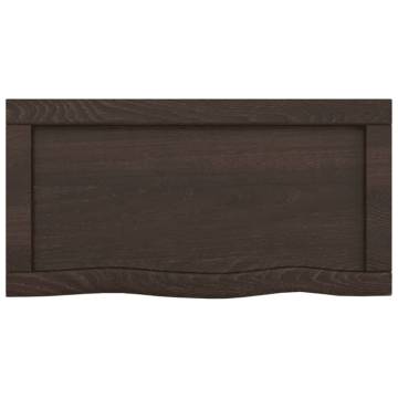 Dark Brown Solid Wood Bathroom Countertop - 40x30 cm