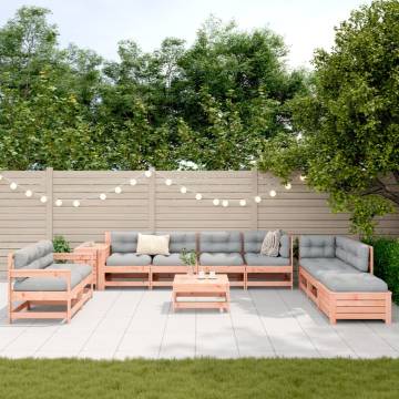 11 Piece Garden Sofa Set - Solid Wood Douglas Fir Furniture