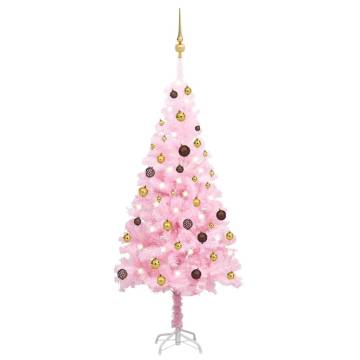 Artificial Pre-lit Christmas Tree with Ball Set - 150 cm Pink