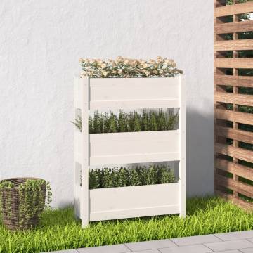 Planter White 77x25x104.5 cm Solid Wood Pine - Hipomarket