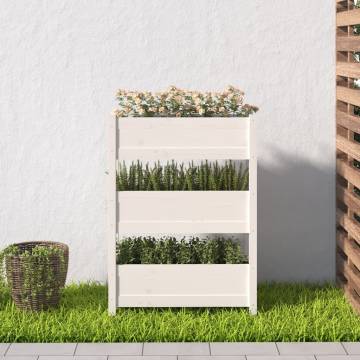 Planter White 77x25x104.5 cm Solid Wood Pine - Hipomarket