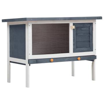 Outdoor Rabbit Hutch - Spacious Grey Wood Enclosure