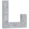 4 Piece Concrete Grey TV Cabinet Set - Stylish Storage Solution