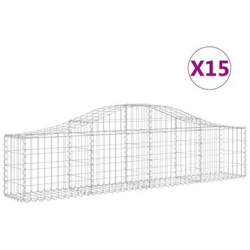 Arched Gabion Baskets - 15 pcs Galvanised Iron 200x30x40/60 cm