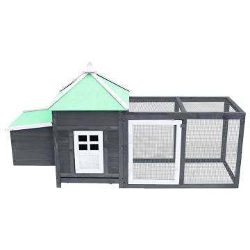 Comfortable Chicken Coop with Nest Box - 190x72 cm Grey