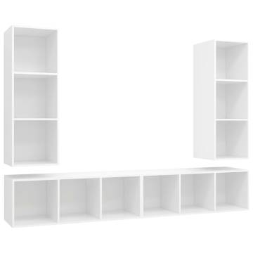 Wall-mounted TV Cabinets Set - 4pcs White Engineered Wood