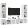 Wall-mounted TV Cabinets Set - 4pcs White Engineered Wood