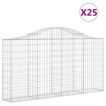 Arched Gabion Baskets - 25 pcs, Galvanised Iron, 200x30x100/120 cm