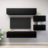 6 Piece TV Cabinet Set Black Engineered Wood Colour black Quantity in Package 6 Width 80 cm 