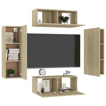 4 Piece TV Cabinet Set - Sonoma Oak Engineered Wood