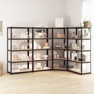 5-Layer Shelves Set - Anthracite Steel & Engineered Wood