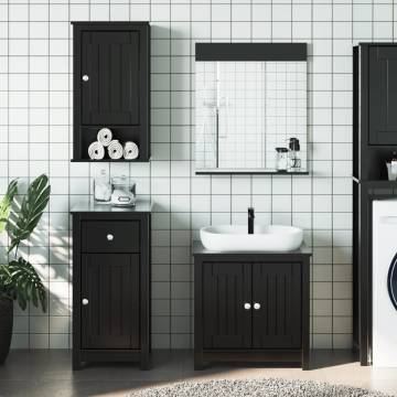 4 Piece Bathroom Furniture Set BERG - Black Solid Pine Wood