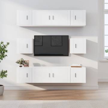 8 Piece White TV Cabinet Set | Stylish & Practical Design