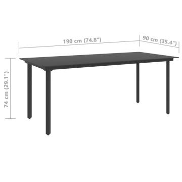 Stylish Garden Dining Table - Black Steel & Glass | Hipo Market