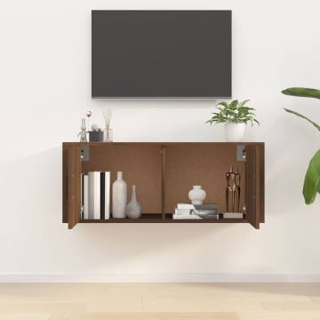 Elegant Wall Mounted TV Cabinet Brown Oak - Functional & Stylish