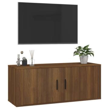 Elegant Wall Mounted TV Cabinet Brown Oak - Functional & Stylish