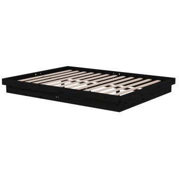 Black Solid Wood King Size Bed Frame - 150x200 cm | HipoMarket