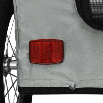 Durable Pet Bike Trailer - Grey Oxford Fabric & Iron