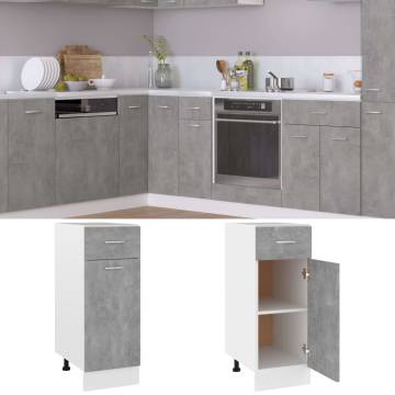 Concrete Grey Drawer Bottom Cabinet - 30x46x81.5 cm