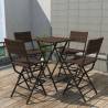 5 Piece Folding Outdoor Dining Set Steel Poly Rattan Brown Colour brown Number of 4 