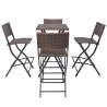 5 Piece Folding Outdoor Dining Set - Steel Poly Rattan Brown