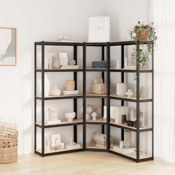 5-Layer Shelves 3 pcs Anthracite Steel & Engineered Wood | HipoMarket