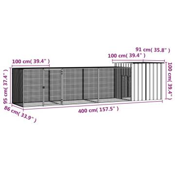 Chicken Cage Anthracite 400x91x100 cm - Galvanised Steel