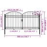 Double Door Garden Gate with Arched Top - 300x175cm Black