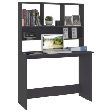 Stylish Grey Desk with Shelf - Space-Saving Design | Hipomarket