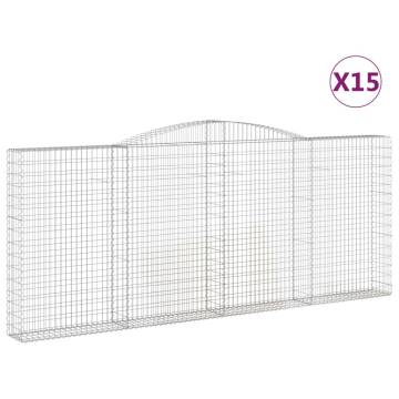 Arched Gabion Baskets 15 pcs - Galvanised Iron 400x30x160/180 cm