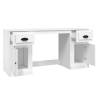 Elegant White Engineered Wood Desk with Cabinet | Hipo Market