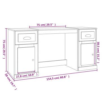 Elegant White Engineered Wood Desk with Cabinet | Hipo Market