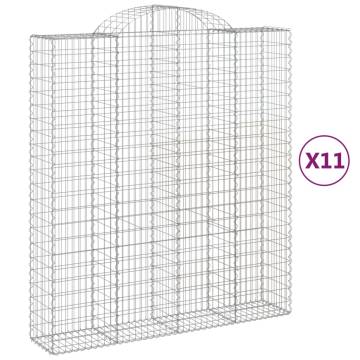 Arched Gabion Baskets - 11 pcs Galvanised Iron | Hipomarket