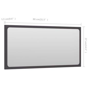 Contemporary Grey Bathroom Mirror | 80x1.5x37 cm | Hipomarket