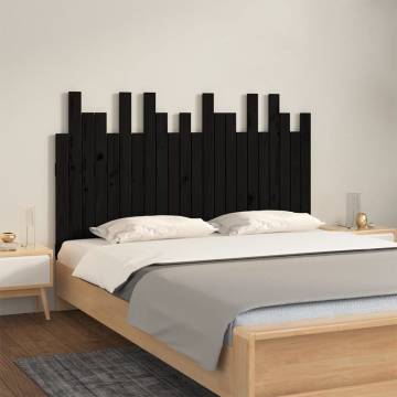 Black Solid Wood Pine Wall Headboard 140x3x80 cm