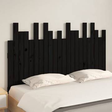 Black Solid Wood Pine Wall Headboard 140x3x80 cm