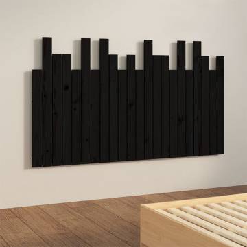 Black Solid Wood Pine Wall Headboard 140x3x80 cm