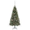 Artificial Pre-lit Christmas Tree with Ball Set&Pine Cones 180 cm Colour green and rose Size 180 x 104 cm Quantity in Package 1 Number of Branch Tips 