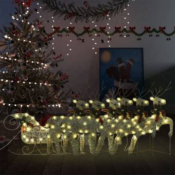 Reindeer & Sleigh Christmas Decoration - 140 LEDs Gold