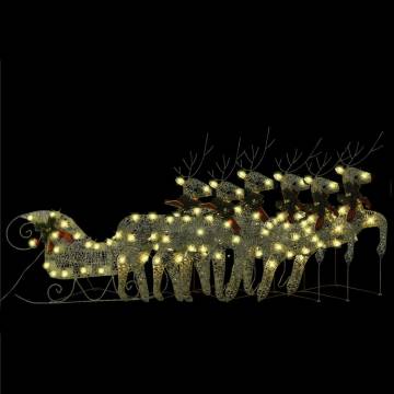 Reindeer & Sleigh Christmas Decoration - 140 LEDs Gold