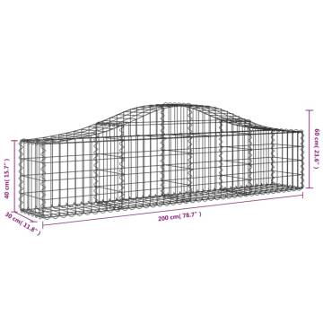 Arched Gabion Baskets 12 pcs 200x30x40/60 cm | Durable Iron