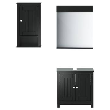 3 Piece Black Pine Bathroom Furniture Set - BERG